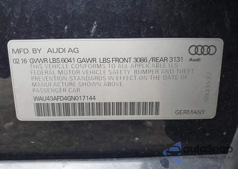 2016 Audi A8 L 4.0T Sport z USA, uszkodzony, nr VIN WAU43AFD4GN017144